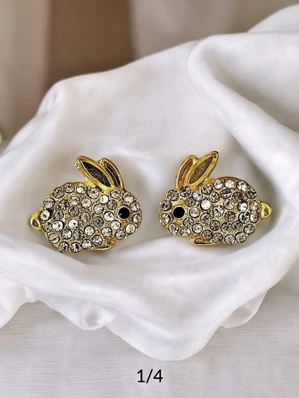 New Gold CZ Rhinestone
Bunny Stud Earrings